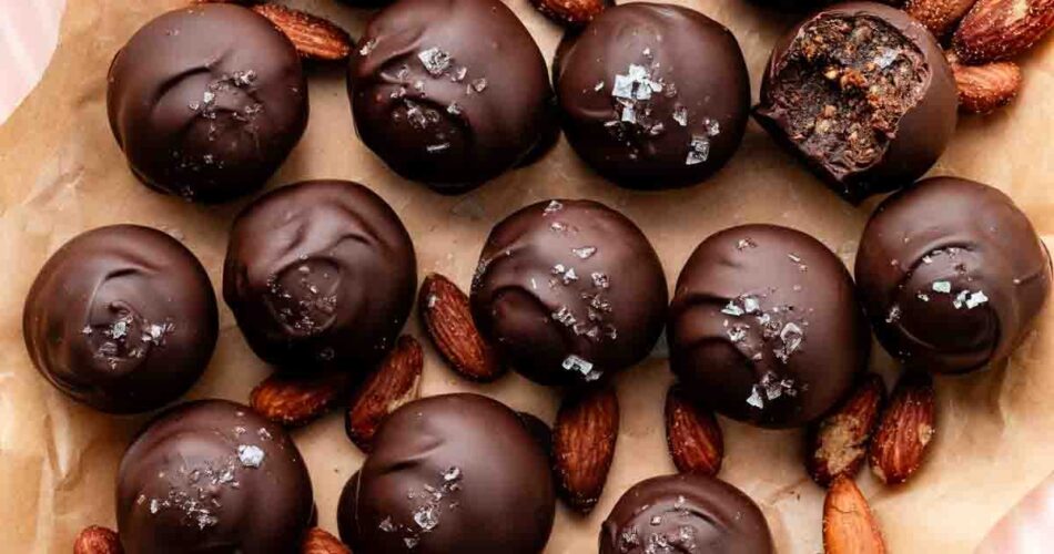 healthy dark chocolate date almond truffles